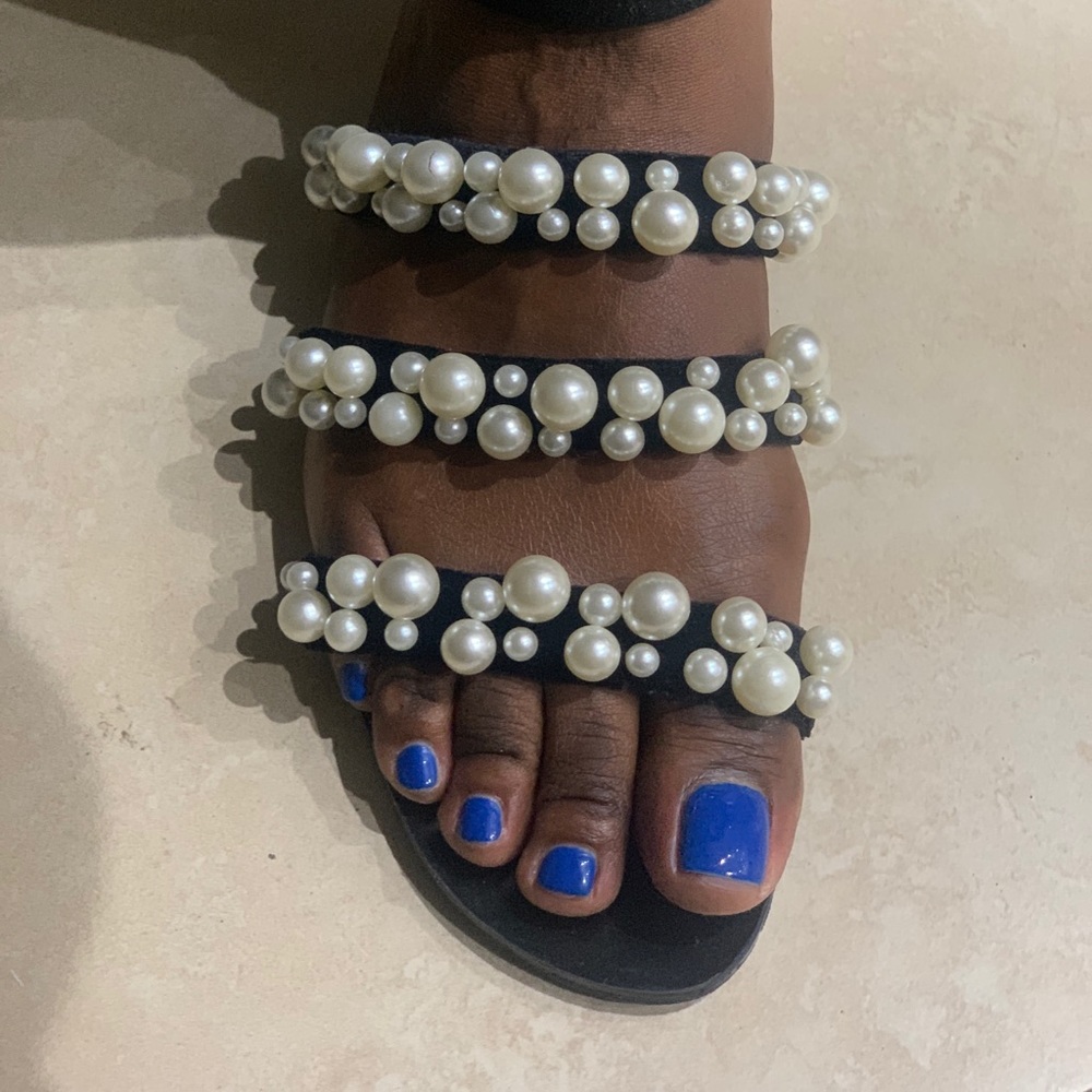 Zara Velvet Pearl Sandals - Picture 7 of 10